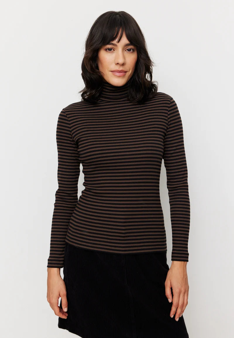recolution - LIATRIS STRIPES Longsleeve chocolate