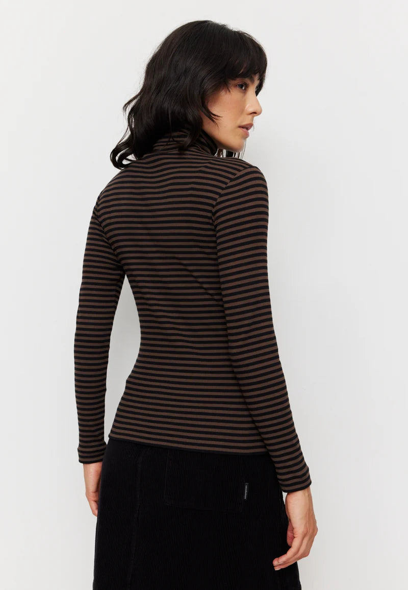 recolution - LIATRIS STRIPES Longsleeve chocolate