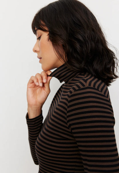 recolution - LIATRIS STRIPES Longsleeve chocolate
