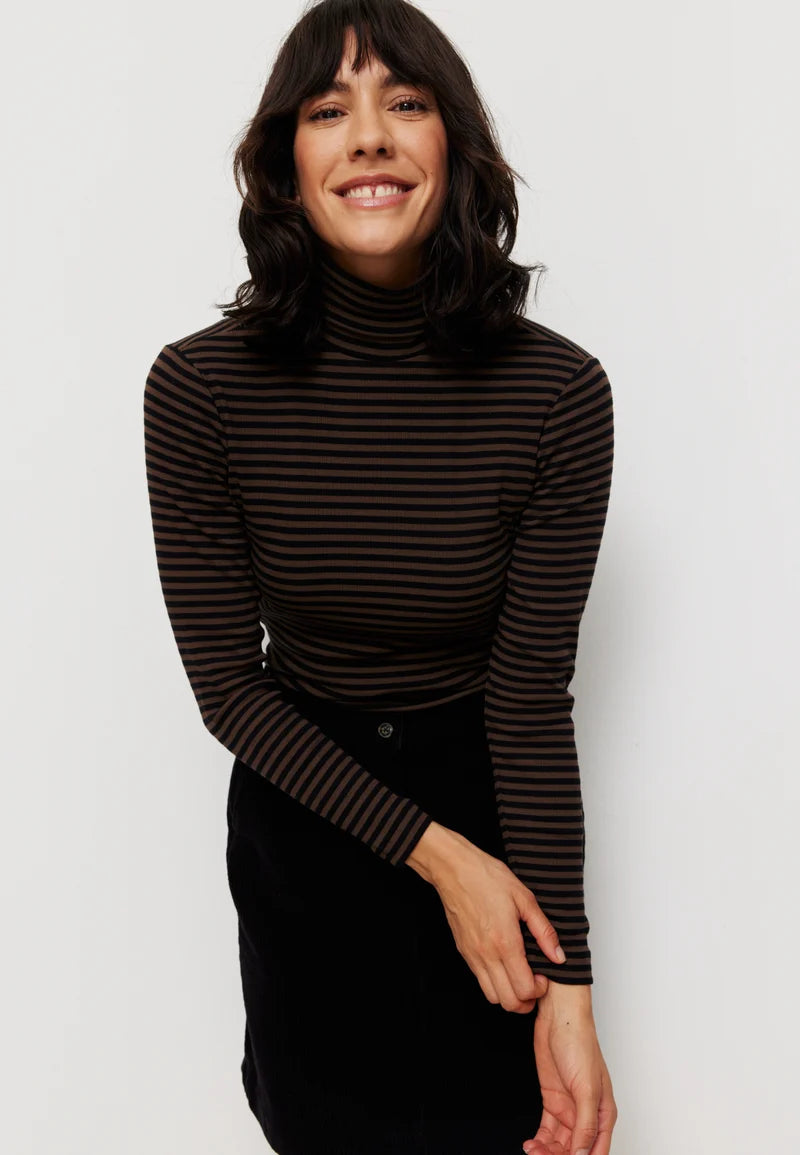 recolution - LIATRIS STRIPES Longsleeve chocolate