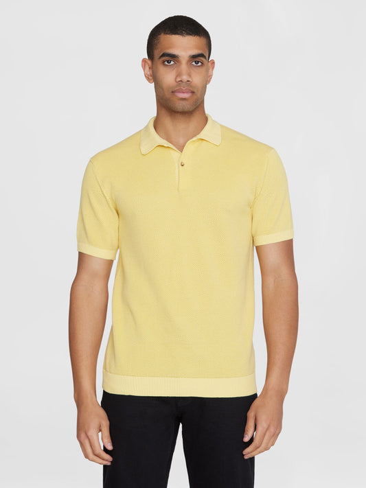 KCA - Regular two toned knitted short sleeved polo Misted Yellow