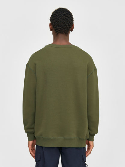 KCA - Loose fit sweat with embroidery at chest Dark Olive