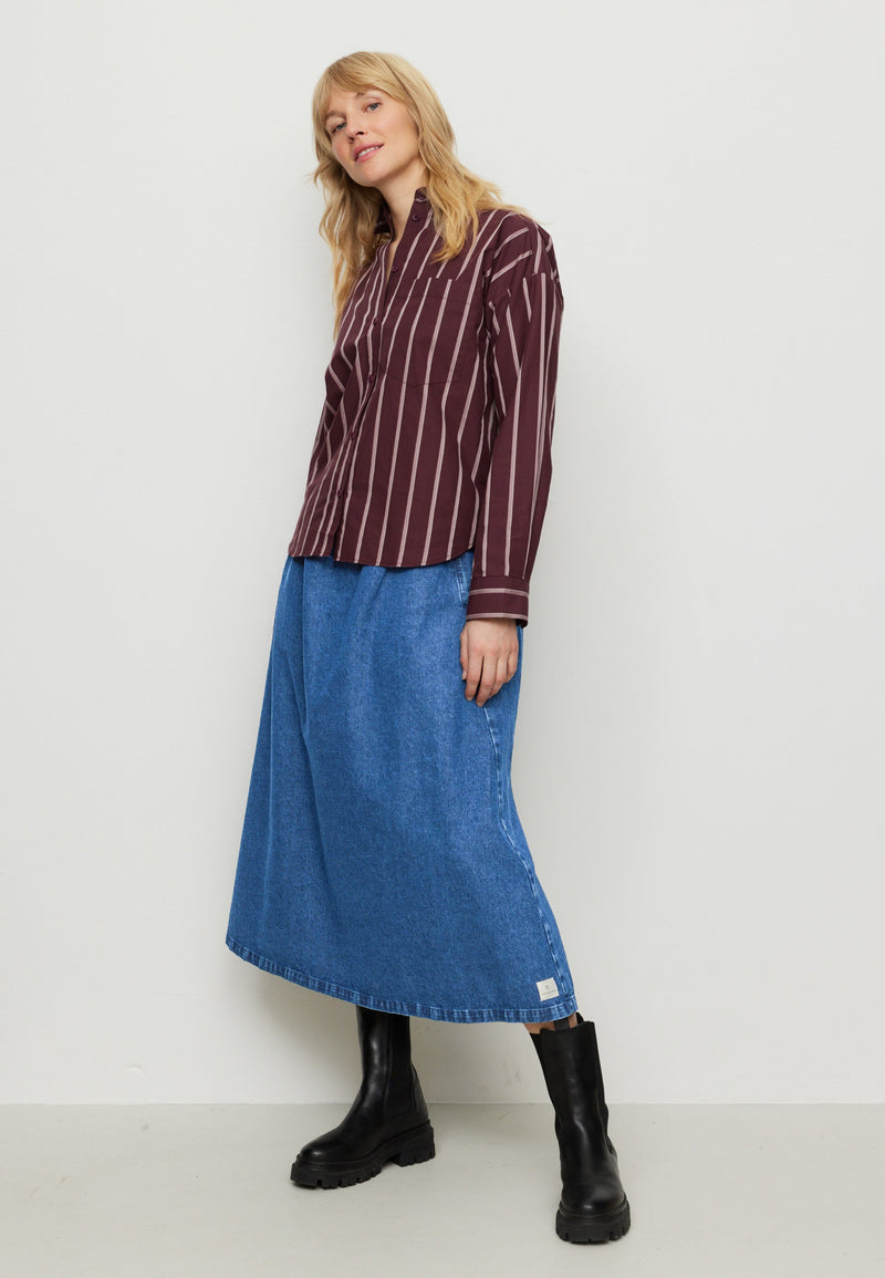 recolution - FORSYTHIA STRIPES  Shirt dark plum