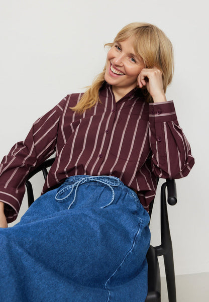recolution - FORSYTHIA STRIPES  Shirt dark plum