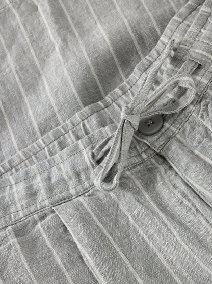 KCA - Fig loose linen shorts Grey stripe - WERTE FREUNDE