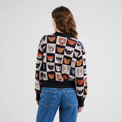 DEDICATED - x Eniko Katalin Eged Cardigan Kanan Cat Bingo Black - WERTE FREUNDE