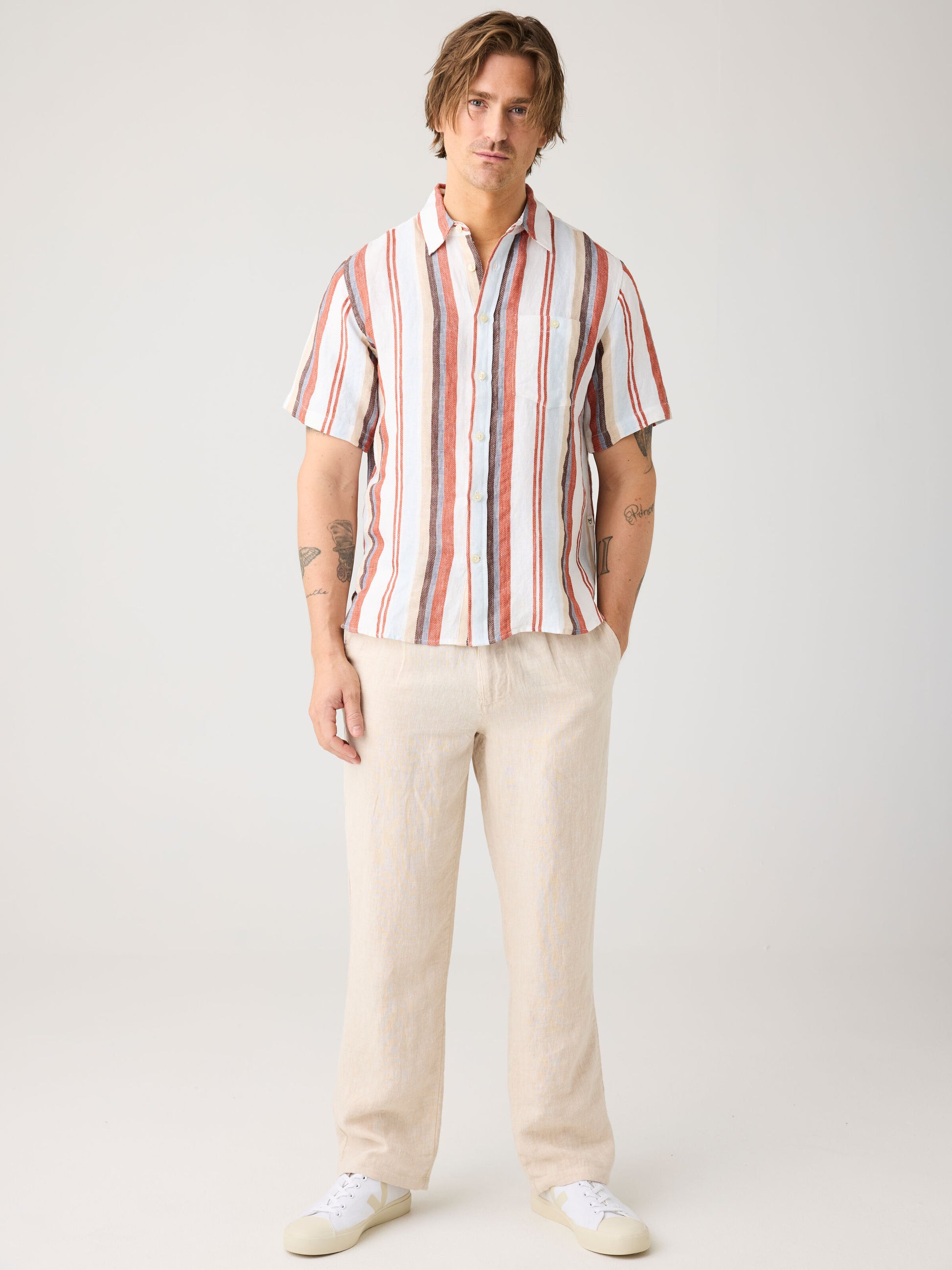 KCA - Fig loose linen pants Yarndyed - Light feather gray - WERTE FREUNDE