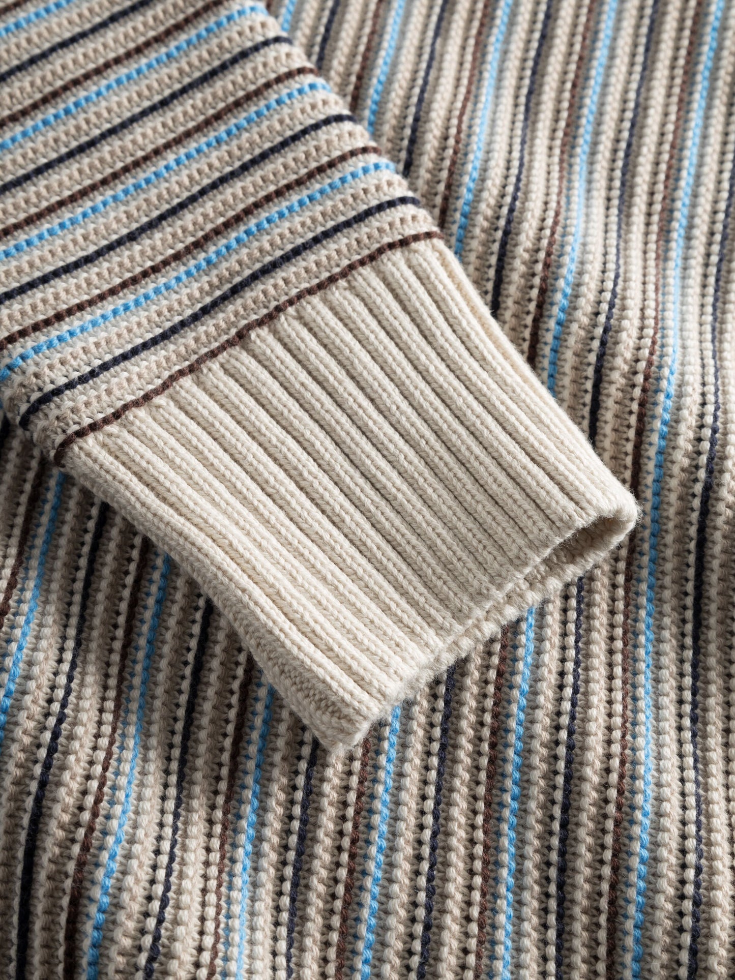 KCA - Cotton striped knitted crew neck Beige stripe
