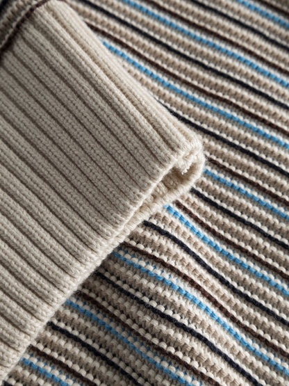 KCA - Cotton striped knitted crew neck Beige stripe