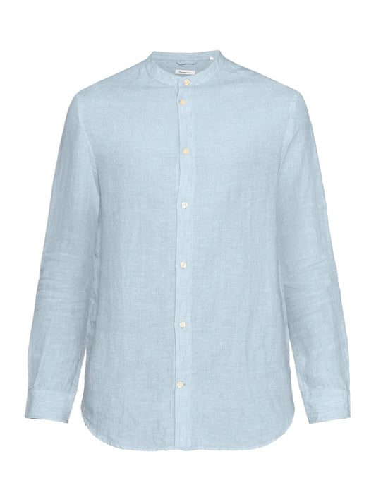 KCA - Regular linen stand collar shirt Vegan Skyway - WERTE FREUNDE