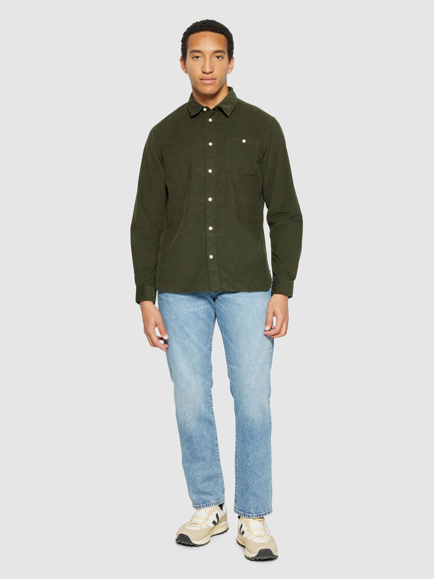 KCA - Regular fit corduroy shirt - Vegan Forrest Night