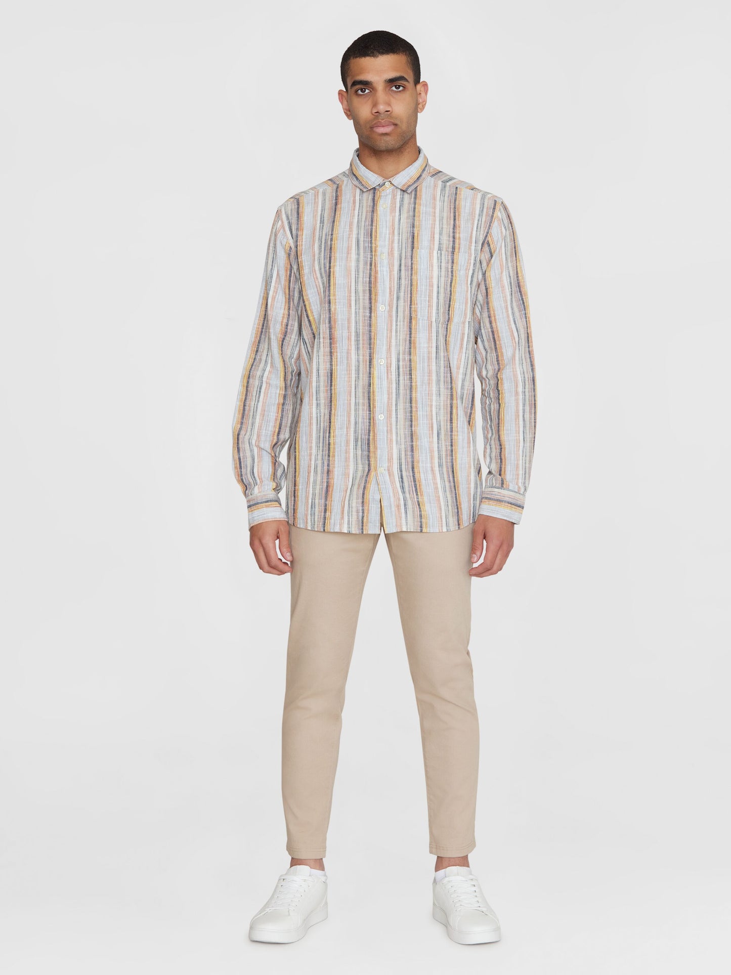 KCA - Loose multicolored striped linen shirt Multi color stripe
