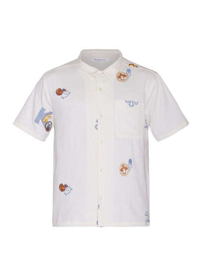 KCA - Box fit short sleeve shirt with embroidery Egret