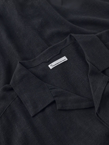 KCA - Relaxed Linen-mix short sleeve shirt Black Jet - WERTE FREUNDE