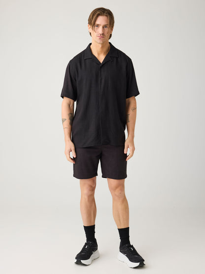 KCA - Relaxed Linen-mix short sleeve shirt Black Jet - WERTE FREUNDE