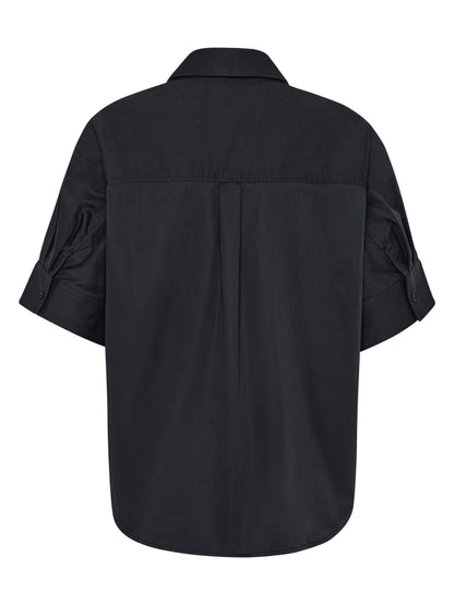 KCA - Relaxed Linen-mix short sleeve shirt Black Jet - WERTE FREUNDE