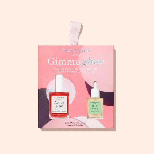 Manucurist - Gimme Glow Set ACTIVE RASPBERRY + MINI GREEN Öl + mini Feile 1 Stk.