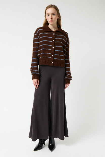 amt. - Praline Striped Cardigan Blue & Brown Stripes