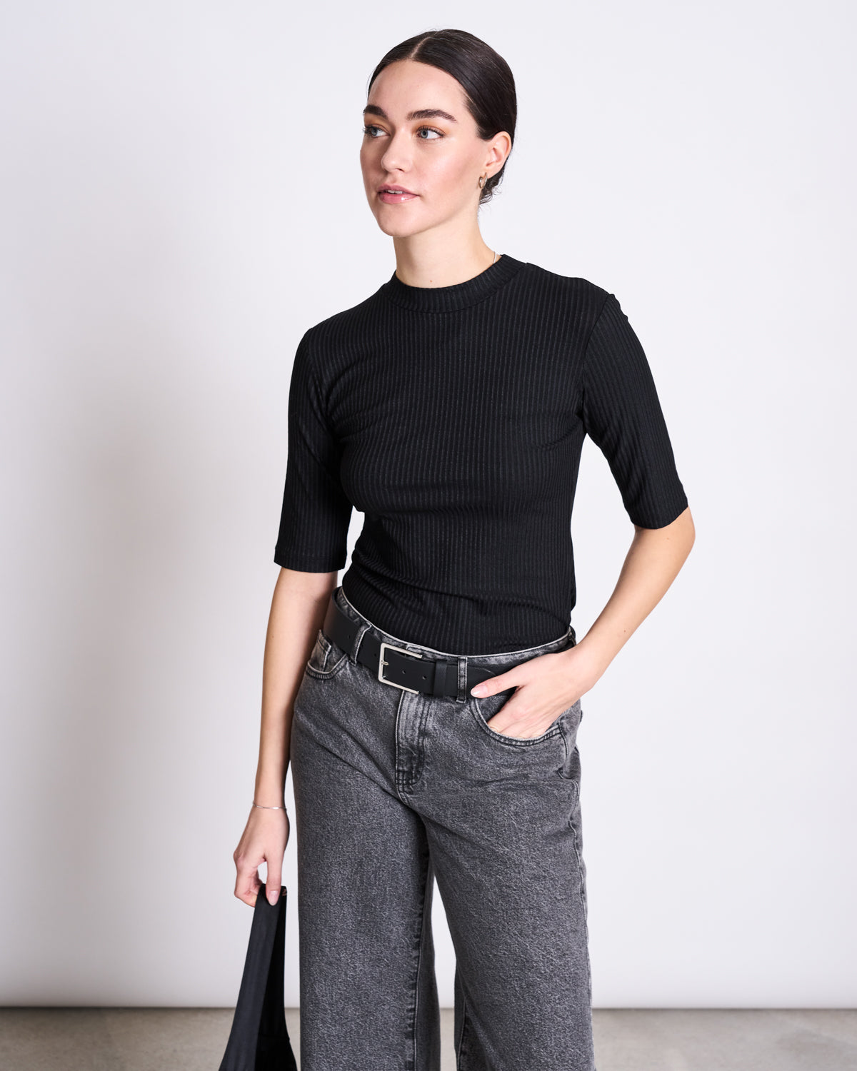 JAN N JUNE - NINA TENCEL™ LYOCELL RIB T-Shirt black