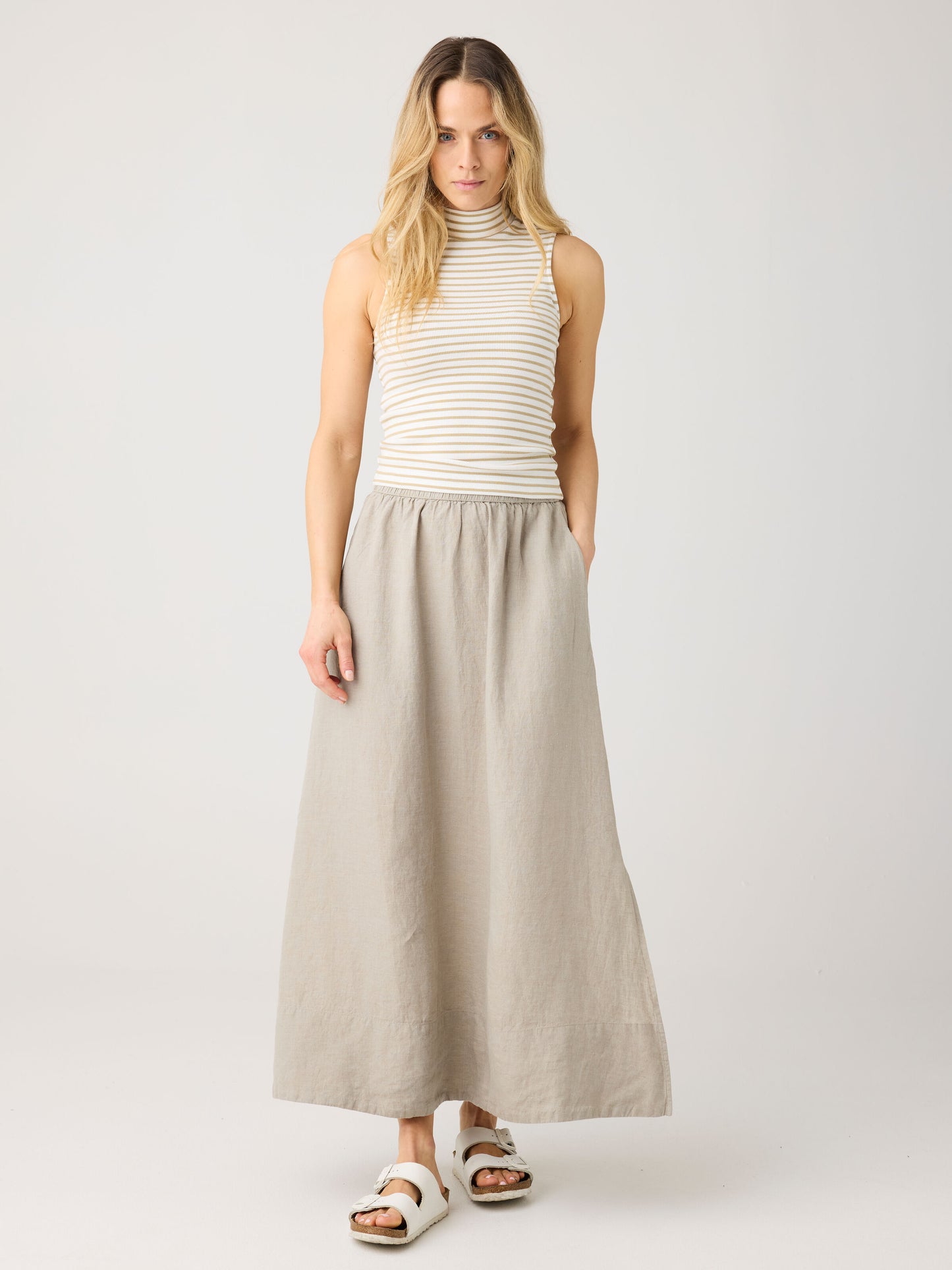 KCA - Rib mock neck top Creme Stripe - WERTE FREUNDE