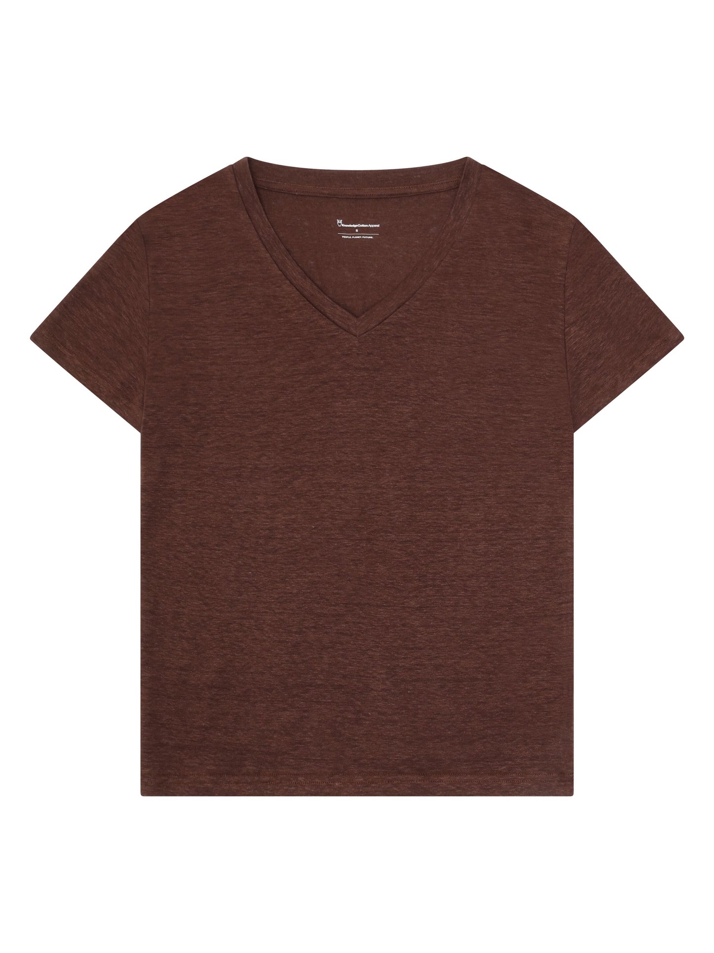 KCA - Linen v-neck t-shirt Shaved Chocolate - WERTE FREUNDE