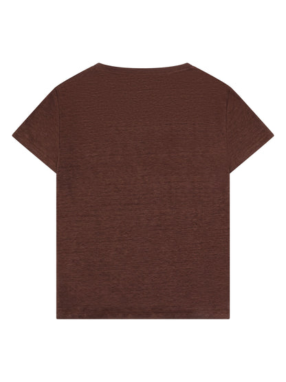 KCA - Linen v-neck t-shirt Shaved Chocolate - WERTE FREUNDE