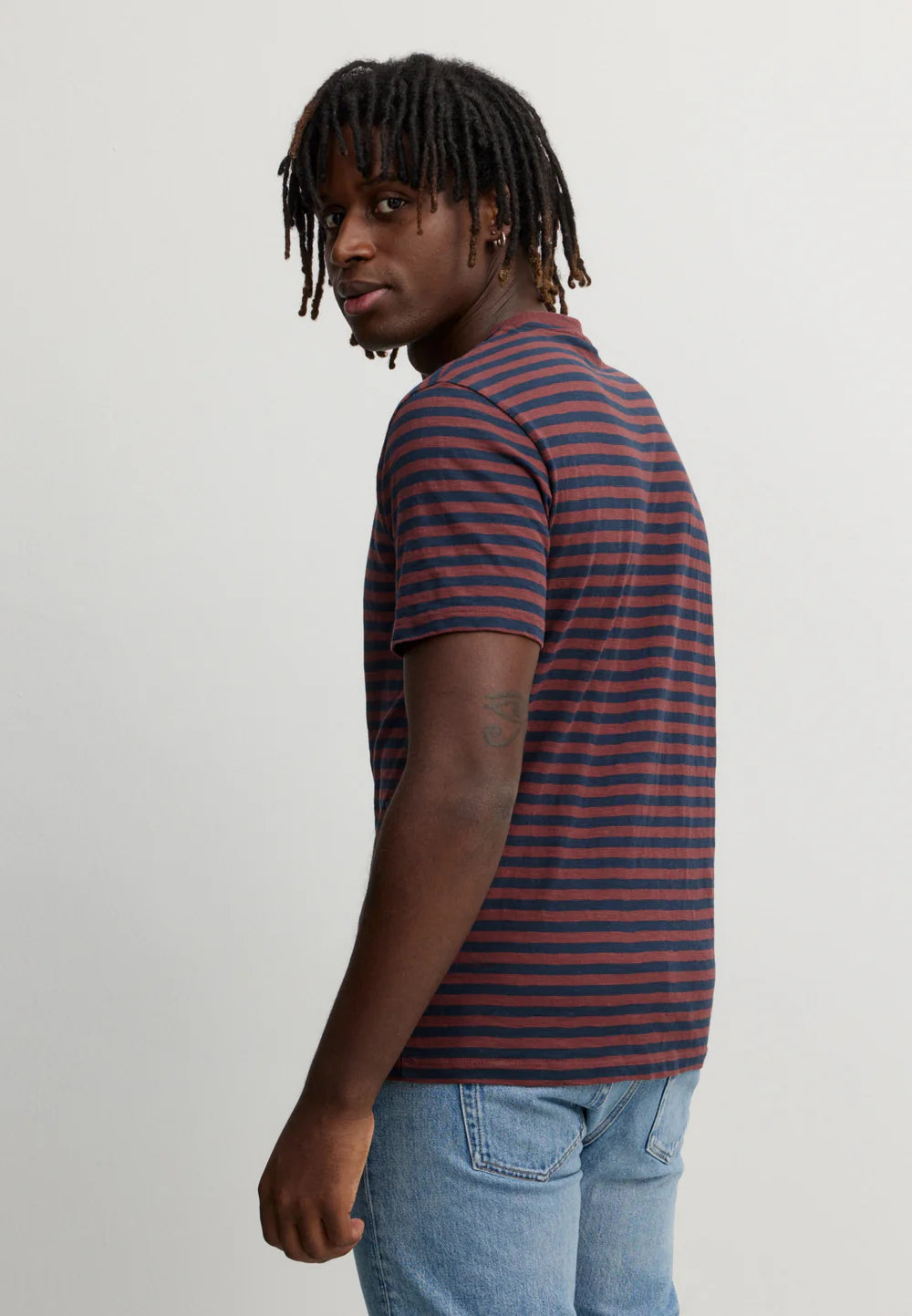 recolution - T-Shirt DELONIX STRIPES dark plum - WERTE FREUNDE