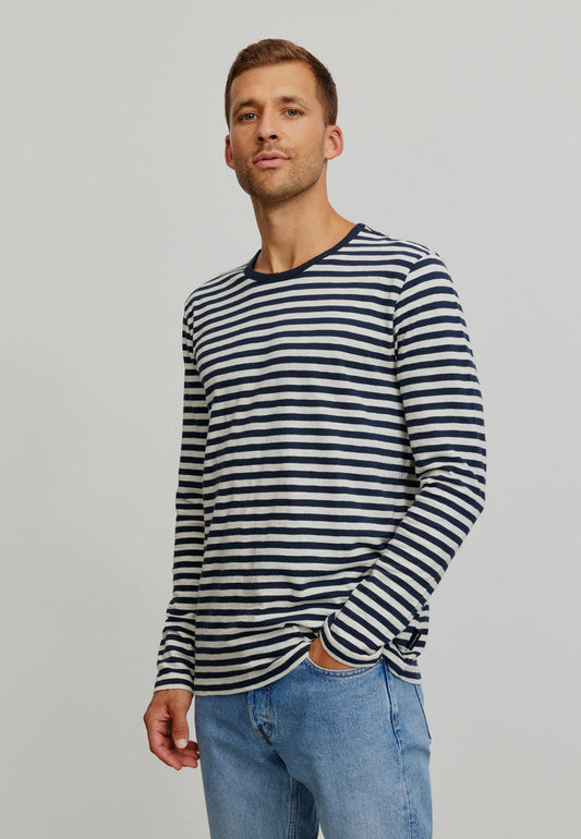 recolution - Longsleeve MACA STRIPES dark navy - WERTE FREUNDE