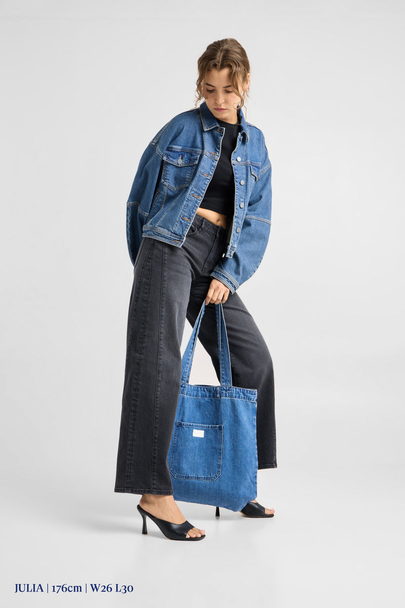 Dawn Denim - Ash Barrel Leg Minimal Stretch - Cutline Vintage Black