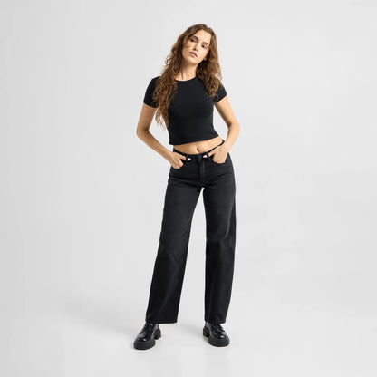 Dawn Denim - ASH Barrel Leg Minimal Stretch - Classic Black Denim
