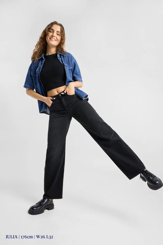 Dawn Denim - ASH Barrel Leg Minimal Stretch - Classic Black Denim