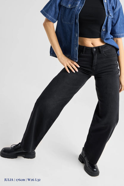 Dawn Denim - ASH Barrel Leg Minimal Stretch - Classic Black Denim