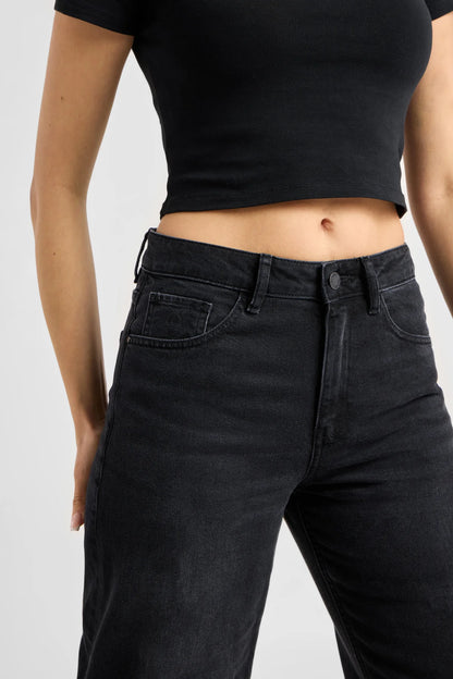 Dawn Denim - ASH Barrel Leg Minimal Stretch - Classic Black Denim