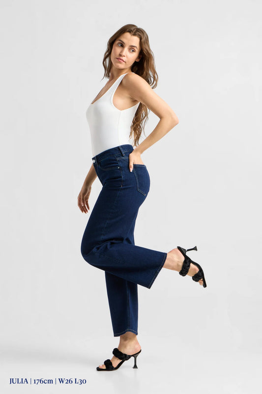 Dawn Denim - ASH Barrel Leg Minimal Stretch - Classic Dark Blue