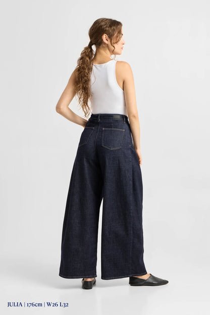 Dawn Denim - BEAMER Soft Denim - Super Wide Leg Raw Blue