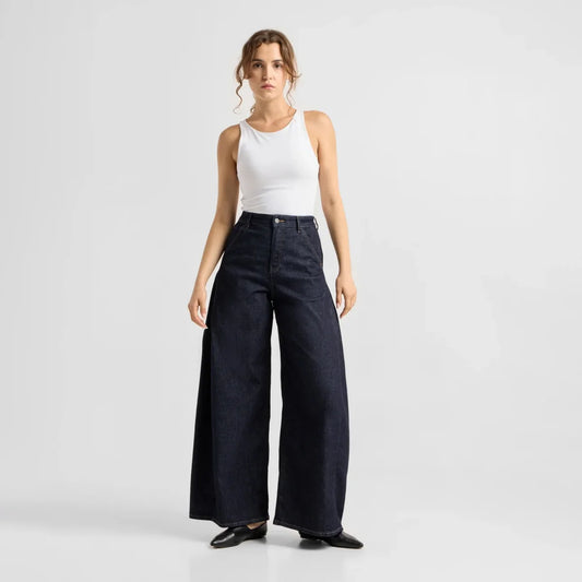 Dawn Denim - BEAMER Soft Denim - Super Wide Leg Raw Blue
