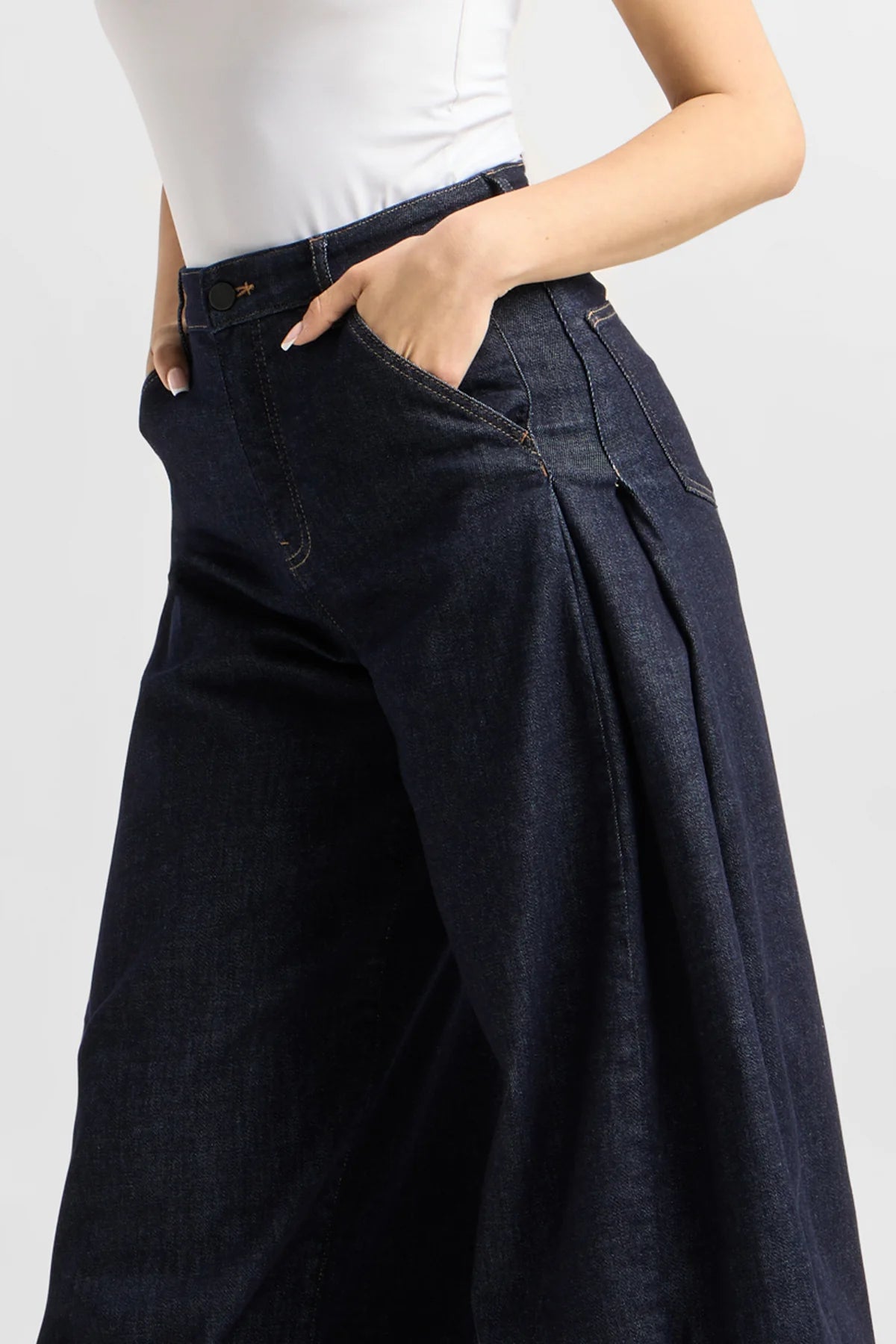 Dawn Denim - BEAMER Soft Denim - Super Wide Leg Raw Blue