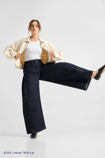 Dawn Denim - BEAMER Soft Denim - Super Wide Leg Raw Blue