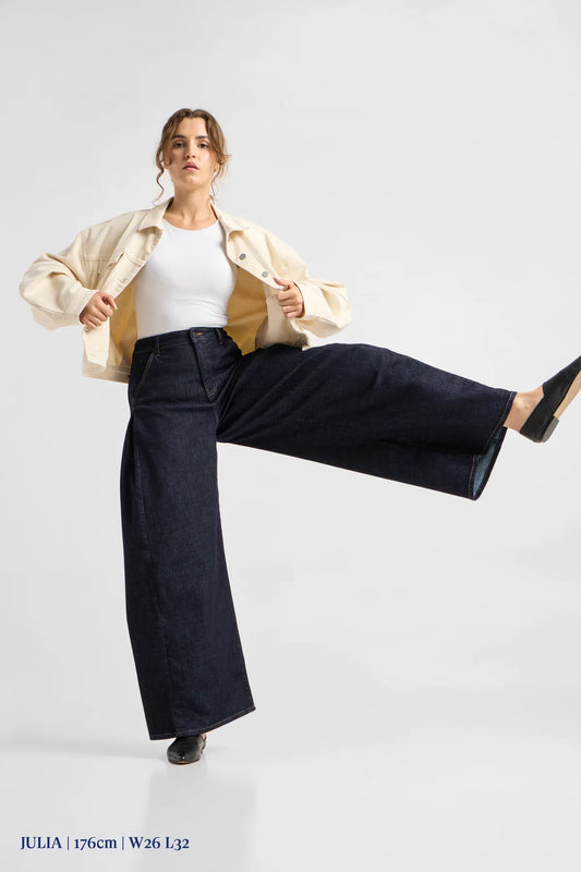 Dawn Denim - BEAMER Soft Denim - Super Wide Leg Raw Blue