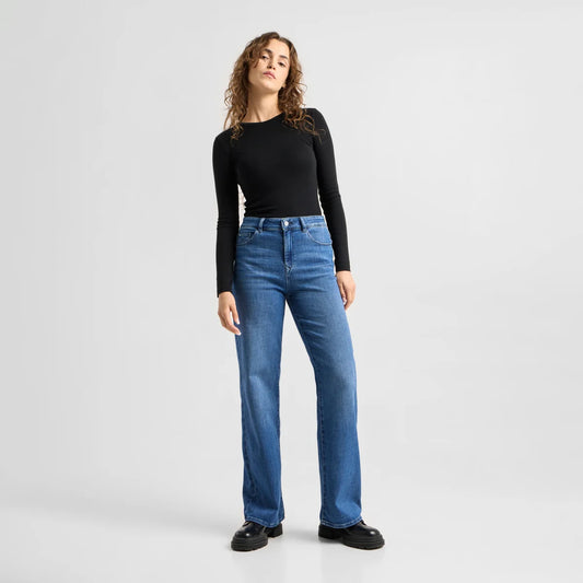 Dawn Denim - DEW Flared Soft Denim - Classic Medium Blue