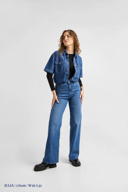 Dawn Denim - DEW Flared Soft Denim - Classic Medium Blue