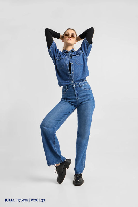 Dawn Denim - DEW Flared Soft Denim - Classic Medium Blue