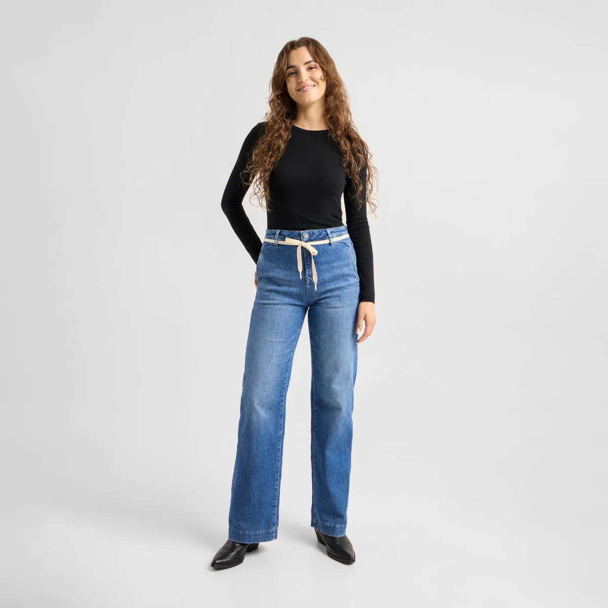 Dawn Denim - DEW Flared Soft Denim - French Pocket Medium Blue