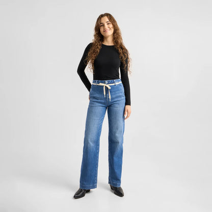 Dawn Denim - DEW Flared Soft Denim - French Pocket Medium Blue