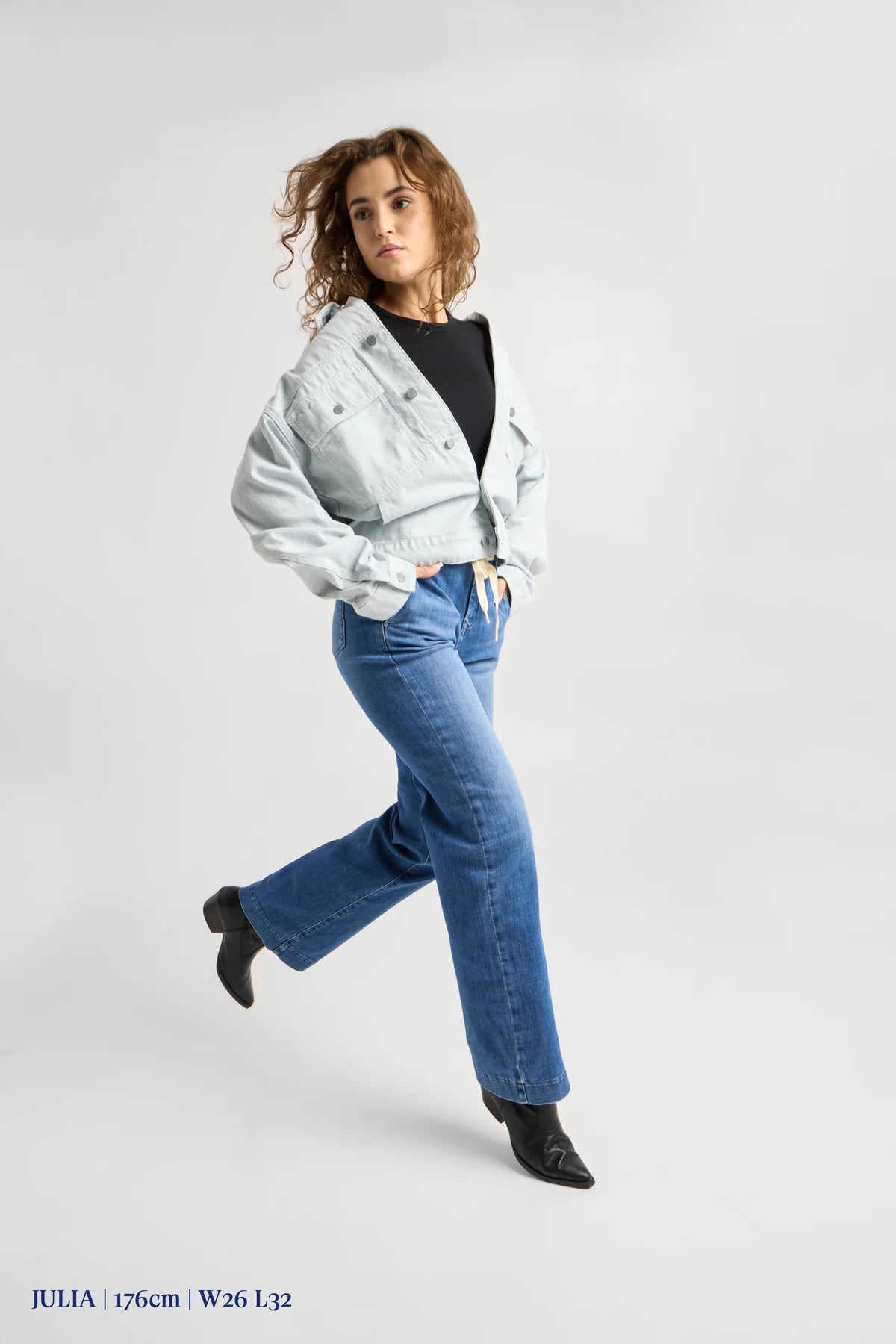 Dawn Denim - DEW Flared Soft Denim - French Pocket Medium Blue
