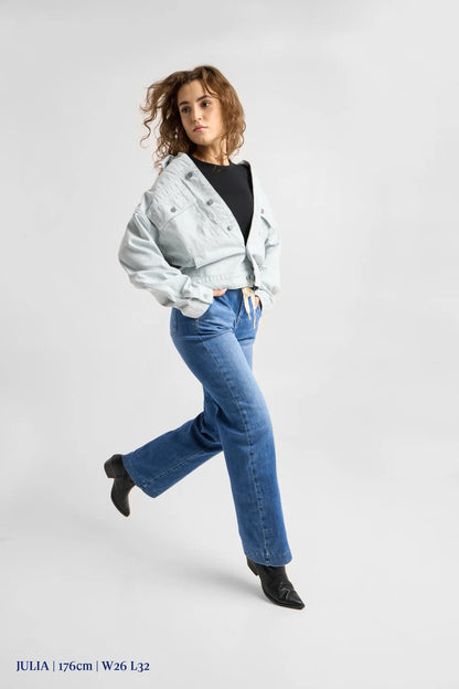Dawn Denim - DEW Flared Soft Denim - French Pocket Medium Blue