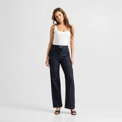 Dawn Denim - DEW Flared Soft Denim - French Pocket Raw Blue