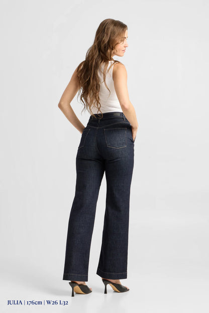 Dawn Denim - DEW Flared Soft Denim - French Pocket Raw Blue