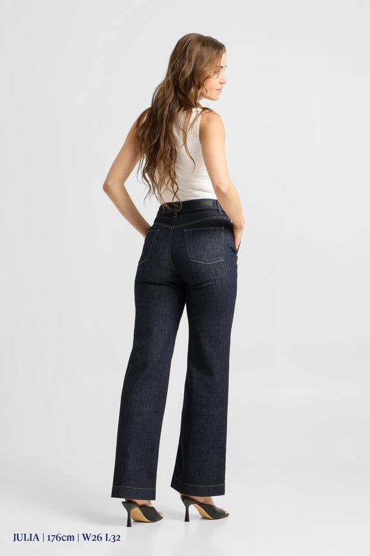 Dawn Denim - DEW Flared Soft Denim - French Pocket Raw Blue