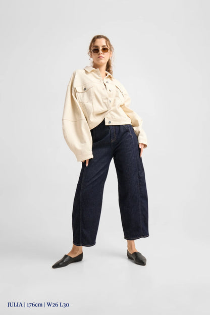 Dawn Denim - MOONDUST Soft Denim - Wide Barrel leg Raw Blue